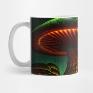 Magical Big Cottage Mushroom House with Lights in Forest with High Trees, Mushroom Aesthetic Mug